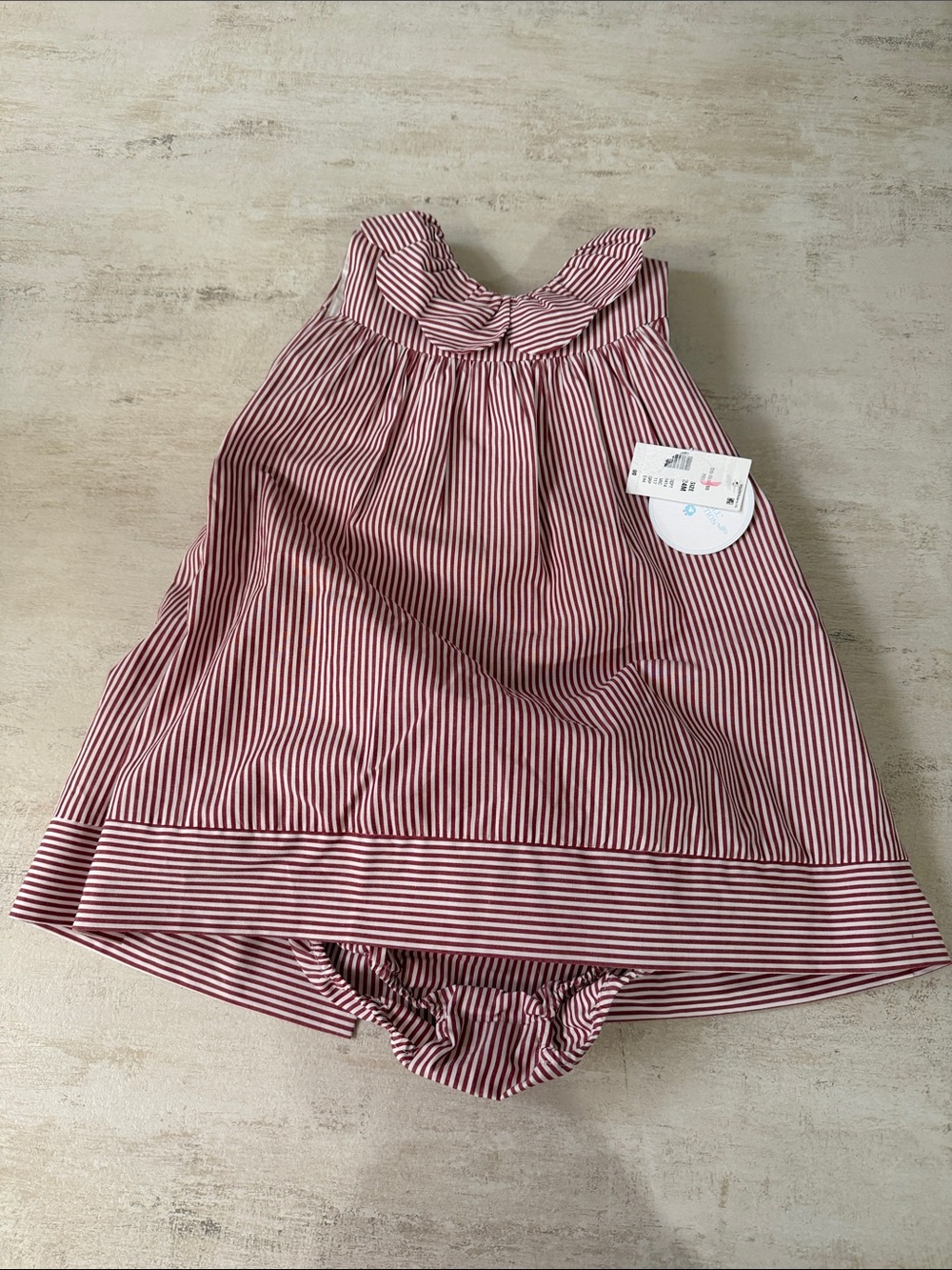 EDGEHILL COLLECTION Striped Red & White Baby Dress with Bloomers NWT!!
